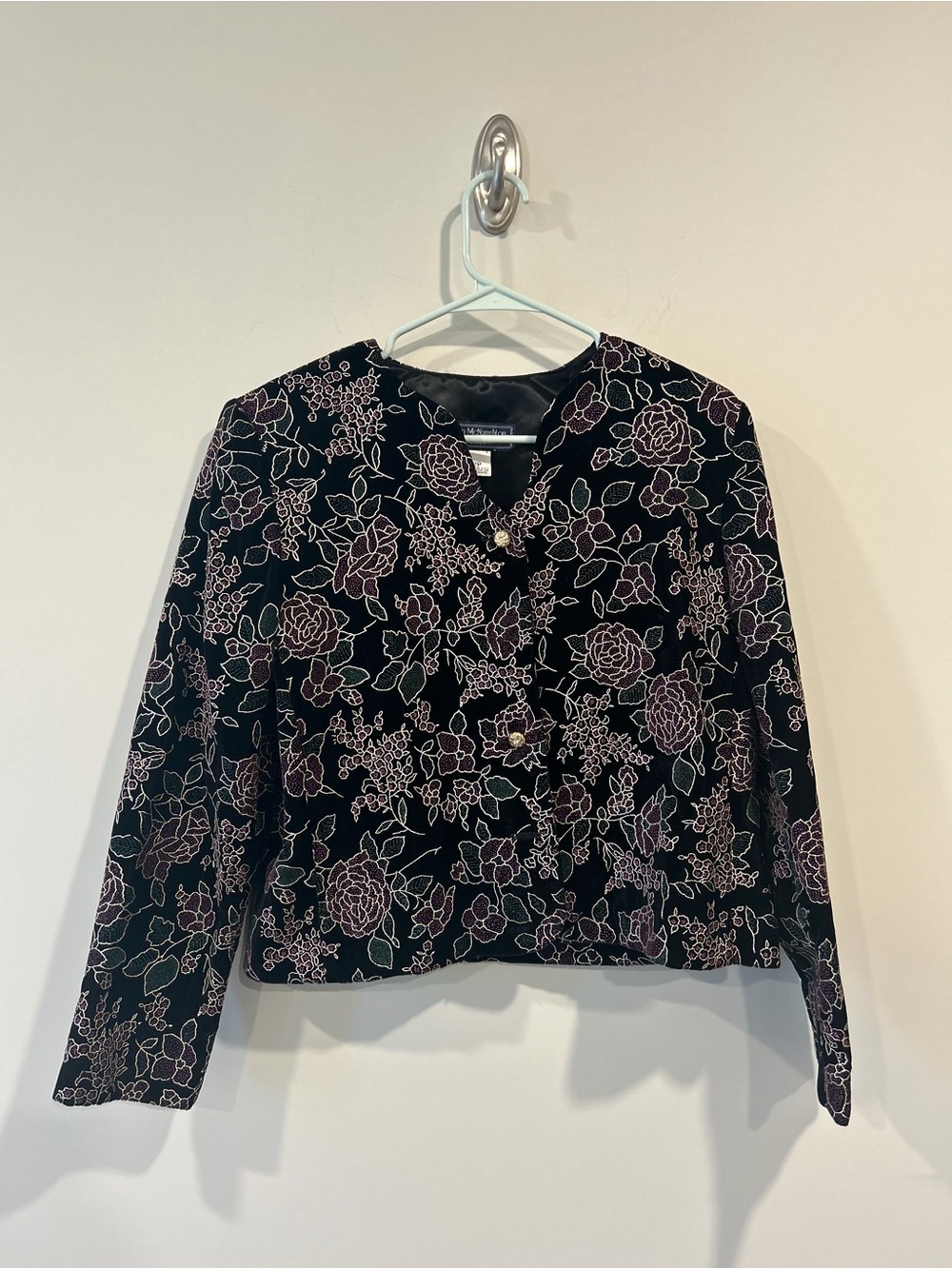 Norton McNaughton Black Jacket with Pink Floral Outline